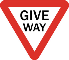 Red and White Triangular "Give Way" Traffic Sign