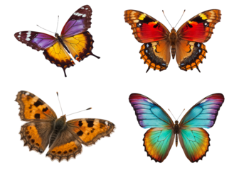 set of colorful butterflies isolated