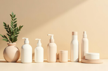 Natural eco friendly cosmetic packaging in neutral tones