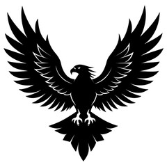 Obraz premium Stylized black silhouette of a majestic eagle with wings spread wide in flight