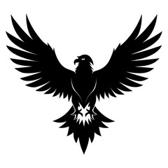 Fototapeta premium Bold black silhouette of an eagle with wings spread wide in a majestic flying pose