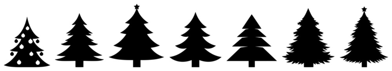 Christmas Tree Silhouette Vector Icon Collection