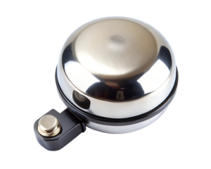 Shiny chrome bicycle bell isolated on transparent background