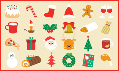 Naklejka premium 可愛いクリスマスモチーフのアイコンセット