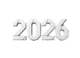 Minimal White Origami Style 2026 Numbers, Folded Paper Typography on Clean Background, Modern New Year Celebration Design