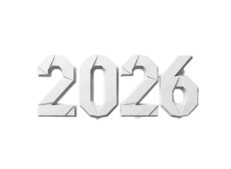 Minimal White Origami Style 2026 Numbers, Folded Paper Typography on Clean Background, Modern New Year Celebration Design