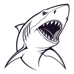 shark face silhouette with white background