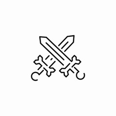 crossed medieval swords icon sign vector