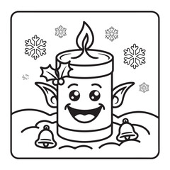 cute candle with holly bold & easy cute christmas coloring page, Whimsical Gingerbread House Coloring Pages for Kids & Adults, Christmas Coloring Pages, bold & easy cozy winter coloring book pages,