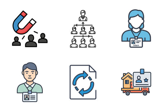 Human Resources Business Management Vector Icons Set