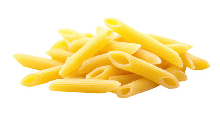 Pile of Penne Pasta Tubes isolated on a transparent background