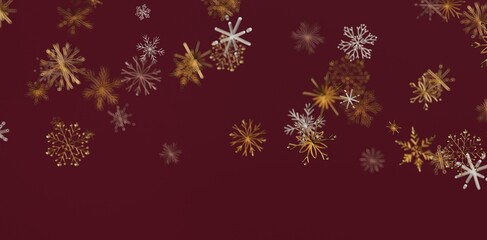 Elegant abstract design featuring gold snowflakes on a rich burgundy background, perfect for winter and holiday themes. Ideal for Christmas, New