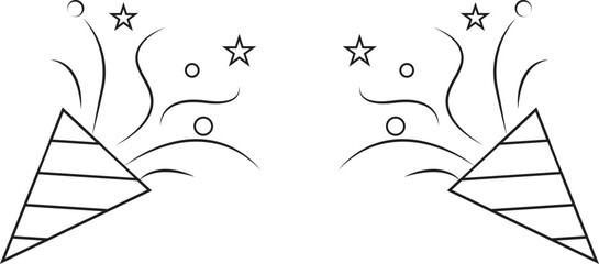 Festive party popper explosion with confetti and stars celebration event illustration