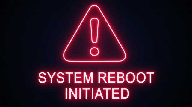 System reboot initiated alert Icon with binary code background. Attention grabbing icon highlights the importance of digital safety in today's interconnected world.
