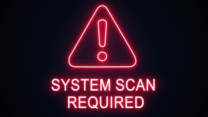 System scan required alert Icon with binary code background. Attention grabbing icon highlights the importance of digital safety in today's interconnected world. - Powered by Adobe