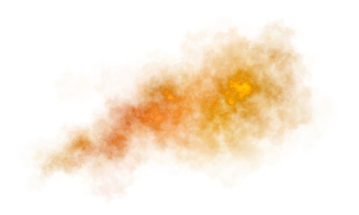 Realistic orange yellow gold smoke cloud with soft edges and transparent texture for overlays, fire effects, and commercial design use