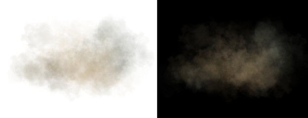 Realistic sandy dust and smoke clouds with soft edges and transparent texture on dark background for commercial visual use.