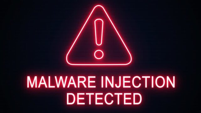 Malware injection detected alert Icon with binary code background. Attention grabbing icon highlights the importance of digital safety in today's interconnected world.