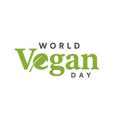 Fototapeta premium World Vegan Day Logo Design: Minimalist Green & White Vector Graphic