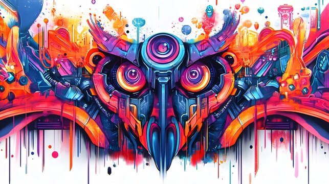 Vibrant Cosmic Explosion of Digital Abstract Art with Psychedelic Patterns and Fluid Geometric Shapes