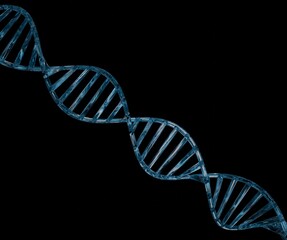 Abstract DNA Strand dispersed blue glass 3d render / Genetic Code Structure / DNA Helix