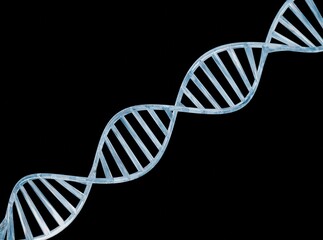 Abstract DNA Strand dispersed blue glass 3d render / Genetic Code Structure / DNA Helix