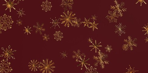 Elegant gold snowflakes on a rich burgundy background, perfect for Christmas cards, festive backgrounds and winter holiday designs. Use it for y