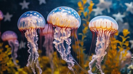 Mesmerizing Jellyfish Floating in Underwater Serenity