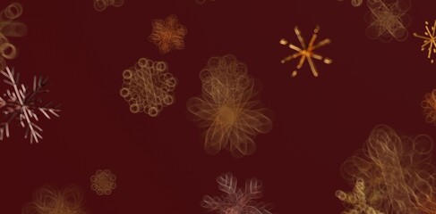 Abstract design of snowflakes against a maroon background perfect for winter holiday greeting cards, posters or website backgrounds. Festive and