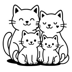 Cute Cat Family Illustration