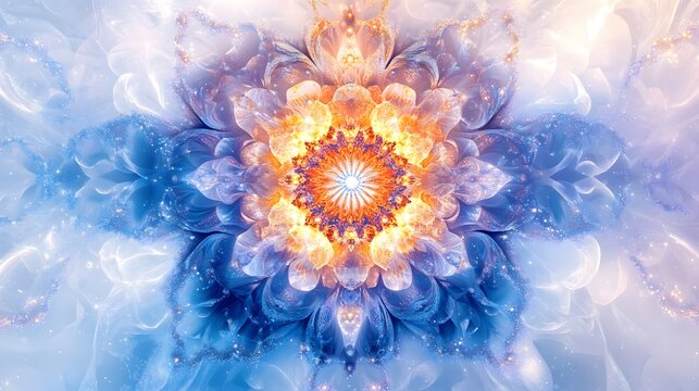 Radiant Floral Mandala   Vibrant Digital Fractal Art for Meditation and Relaxation