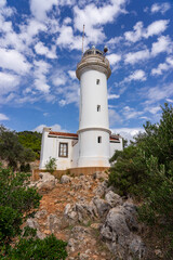 Gelidonya Lighthouse standing above blue Mediterranean Sea