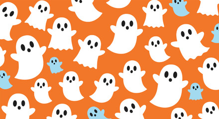 Obraz premium Seamless ghost pattern orange background illustration