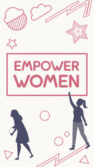 Empower Women Typography Poster – Minimal Flat Vector Design in Pastel Pink and White
