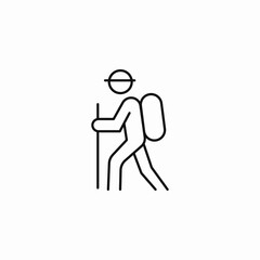 hiker with backpack icon sign vector