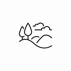 rolling hills cloudy sky icon sign vector