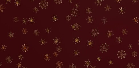 Elegant gold snowflakes on a rich burgundy background, perfect for holiday designs, Christmas cards, and festive projects.