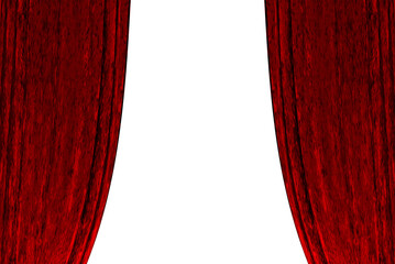 Velvet velor Open Red stage curtain, photo, png isolated on transparent background