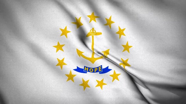 Waving Flag of Rhode Island, Animated State Flag of Rhode Island in Motion Loop