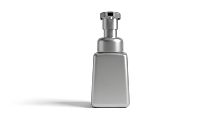 Obraz premium A sleek silver foam soap dispenser bottle with a pump top on a white background pump bottle metallic