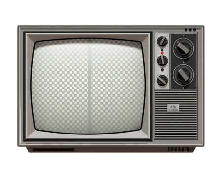 Vintage television set with static screen and knobs