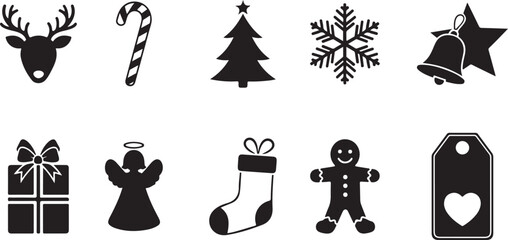 Obraz premium Festive Christmas Holiday Icons and Graphics Set in Black and White