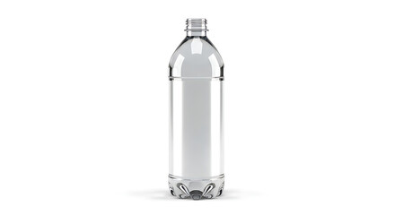 Clear Plastic Water Bottle with Blank Label and Open Neck on White Background plastic bottle clear bottle