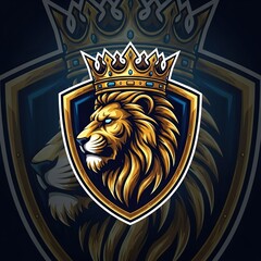 Majestic lion head wearing crown, perfect for branding,