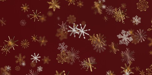 Festive illustration with snowflakes on a burgundy background. Perfect for Christmas, New Year designs, or any winter related project. Festive a