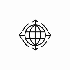 global expansion reach icon sign vector