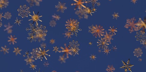 Abstract snowflakes on a dark blue background perfect for winter themes. Ideal for seasonal designs and festive projects.