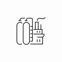 oil refinery factory tanks icon sign vector