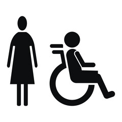 woman and handicap silhouette icon