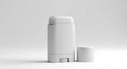 White Deodorant Stick with Cap Off and Twist Base on White Background antiperspirant solid